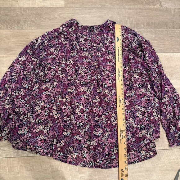 LANE BRYANT WOMENS SIZE 28 FLORAL SHEER LONG SLEEVE BLOUSE SHIRT - Picture 3 of 7